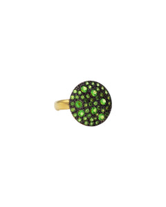 Anello pavé tondo medio verde A110