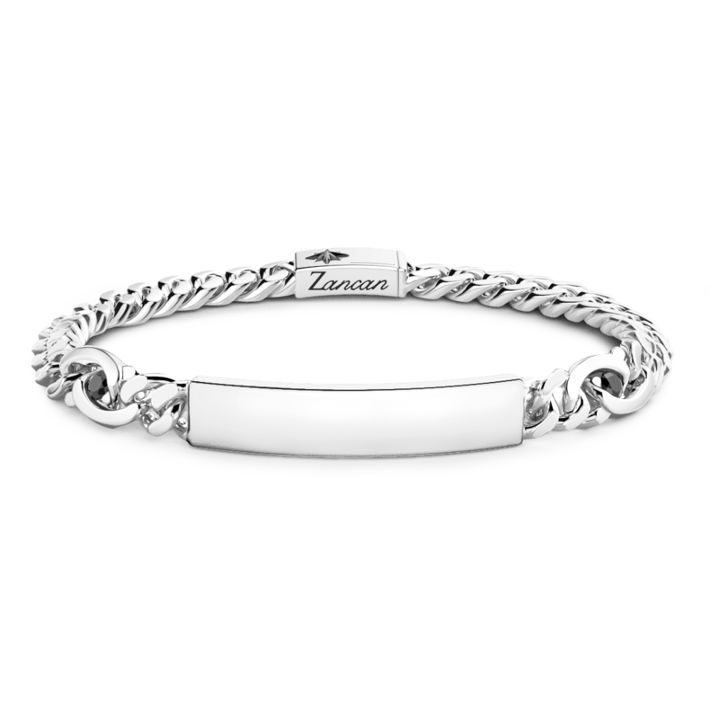 Bracciale in argento con targa centrale. ESB285-N