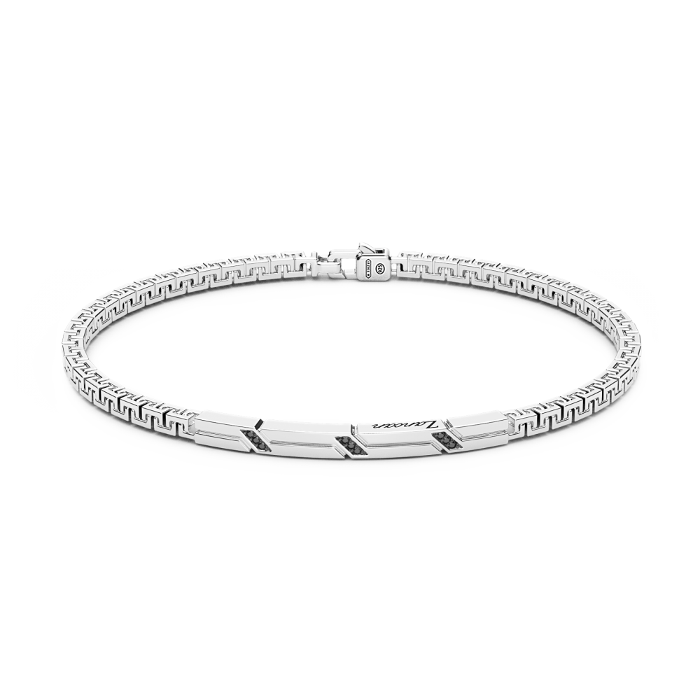 Bracciale Zancan in argento con targa e pietre nere EXB728